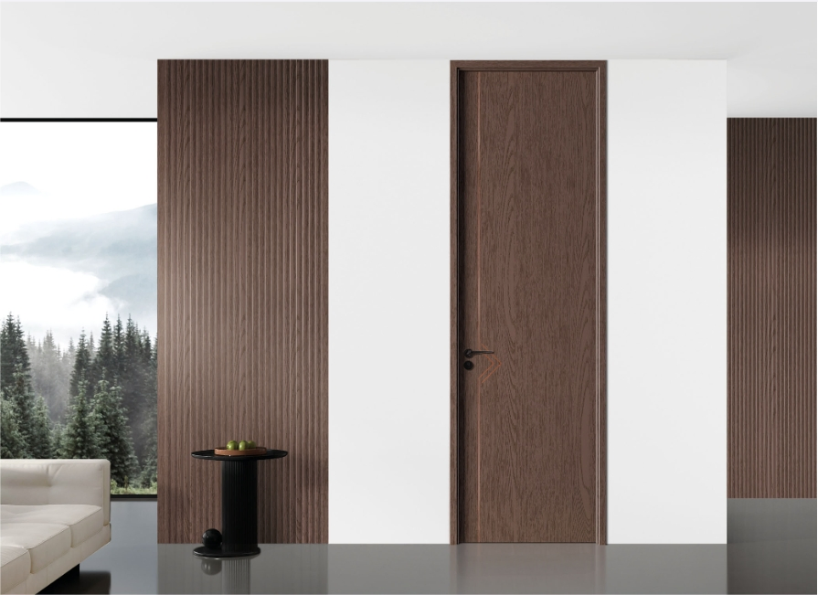 Assembled Tech Veneer Wood Plastic WPC Door for Room Interior