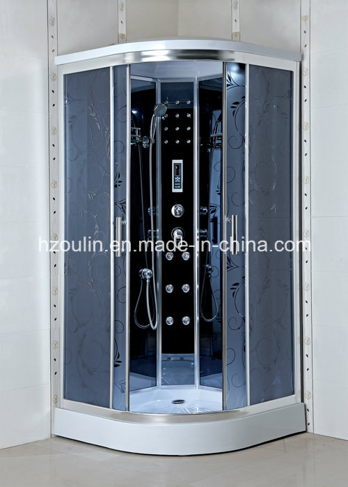 Shower Cabin with Acid Design Grey Glass