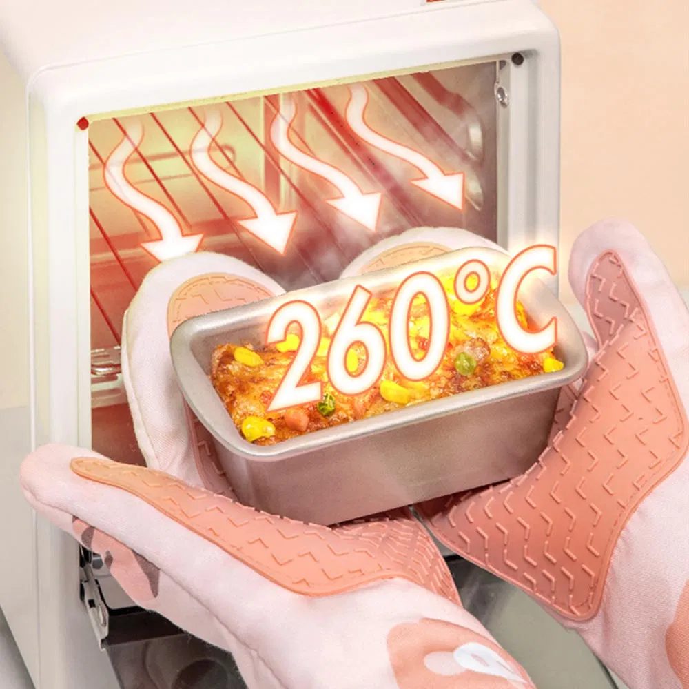 Cute Kitchen Baking Gloves - Heat Resistant Silicone Oven Mitts