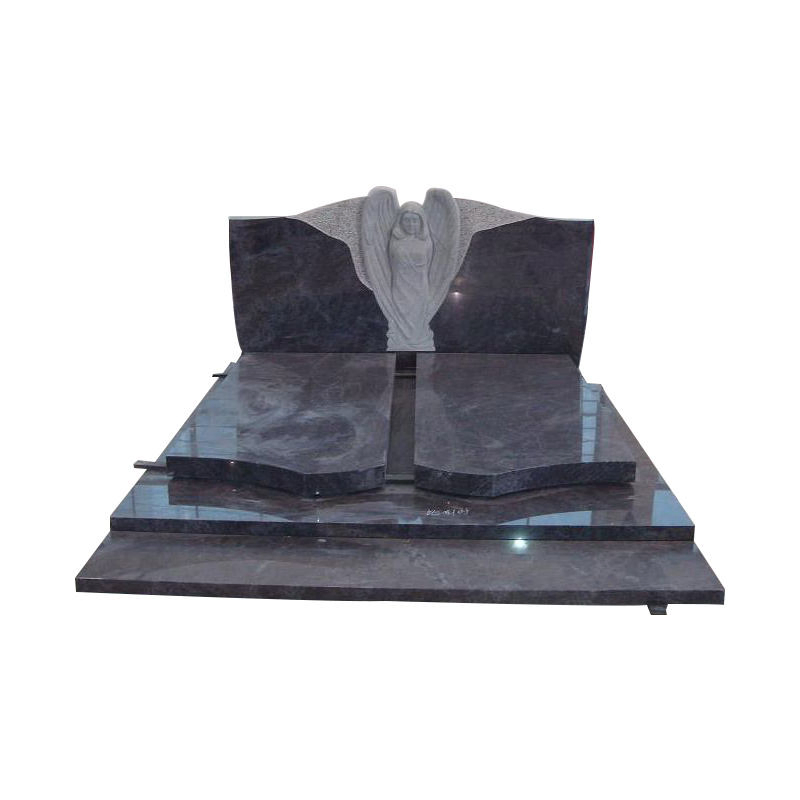 Elegant Customized Black Granite Double Heart Tombstone Memorial