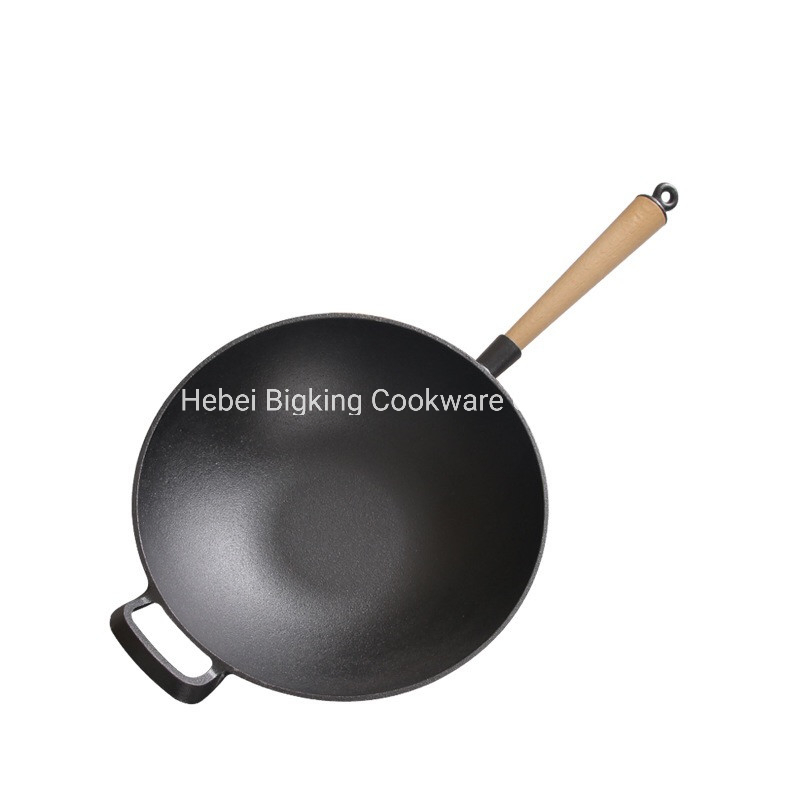 Чугунный вок с деревянной крышкой, 31 см