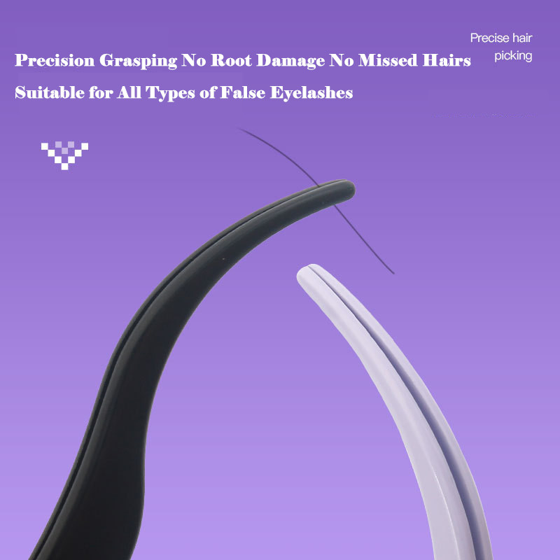 Portable Mini False Eyelash Extension Lash Applicator Tool Stainless Steel Curved Tweezer