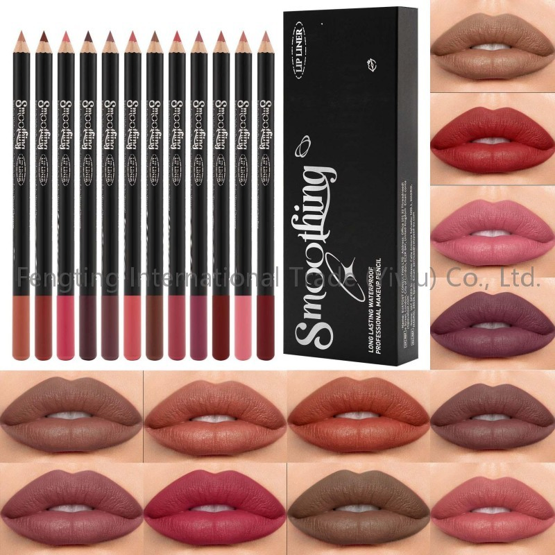 12PCS Matte Lip Liner Set Long-Lasting Waterproof Mineral Lip Pencils Natural Smudge-Proof Lipstick Outline Makeup Kit