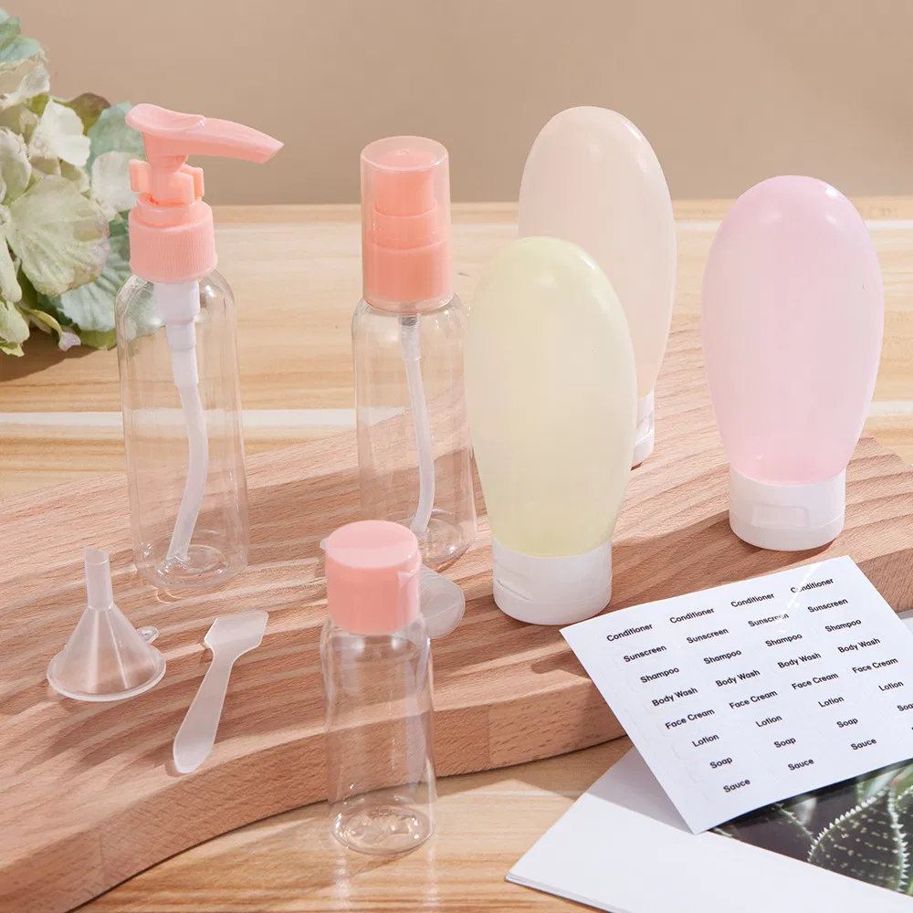 Promotional Gift 13 PCS Travel Essentials Kit Portable Squeeze Bottle Dispenser Airplane Packaging