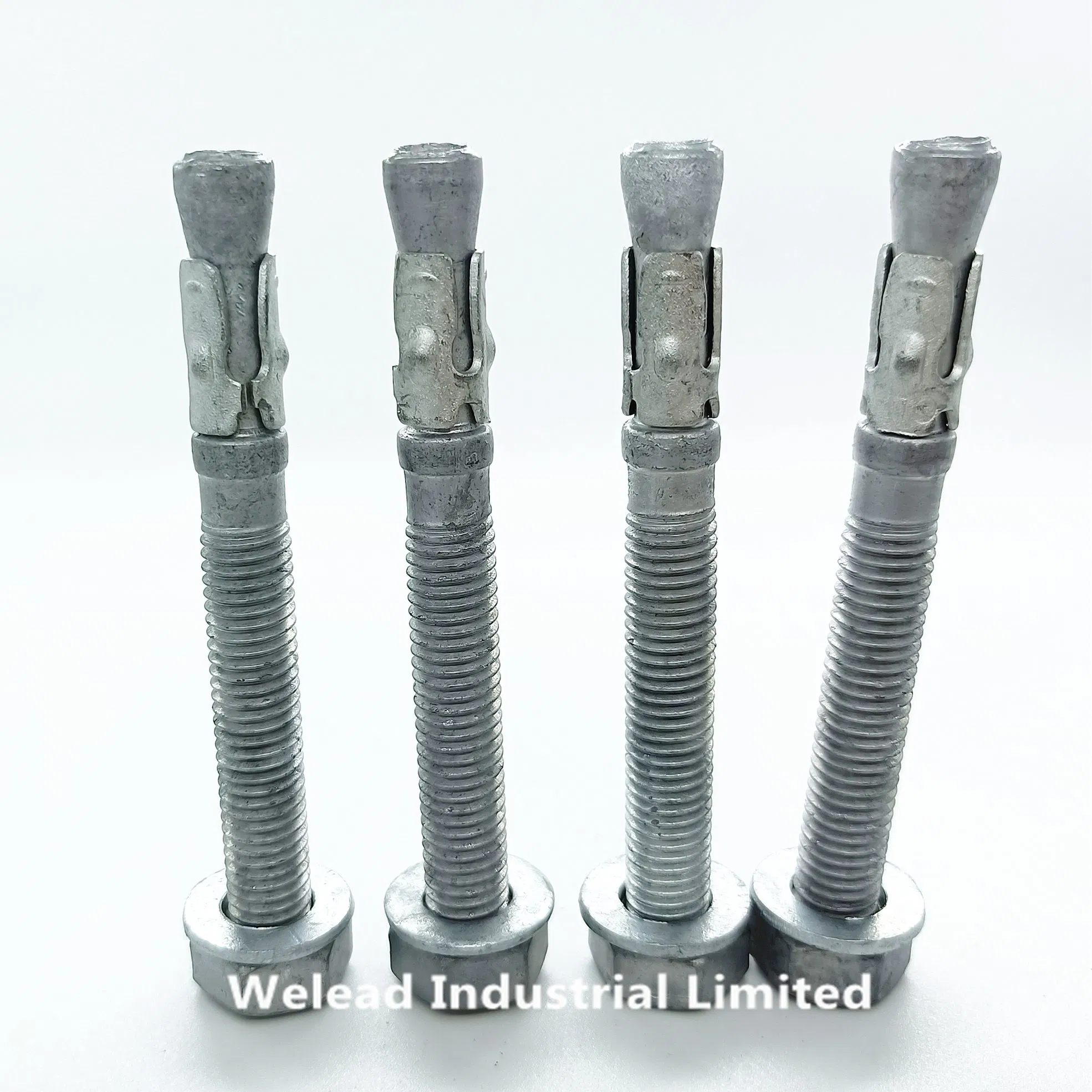 Wholesale HDG Wedge Anchor Throughbolt Expansion Concrete Fastener Mild Carbon Steel Zinc Plated Coating Bolt Screw China Factory