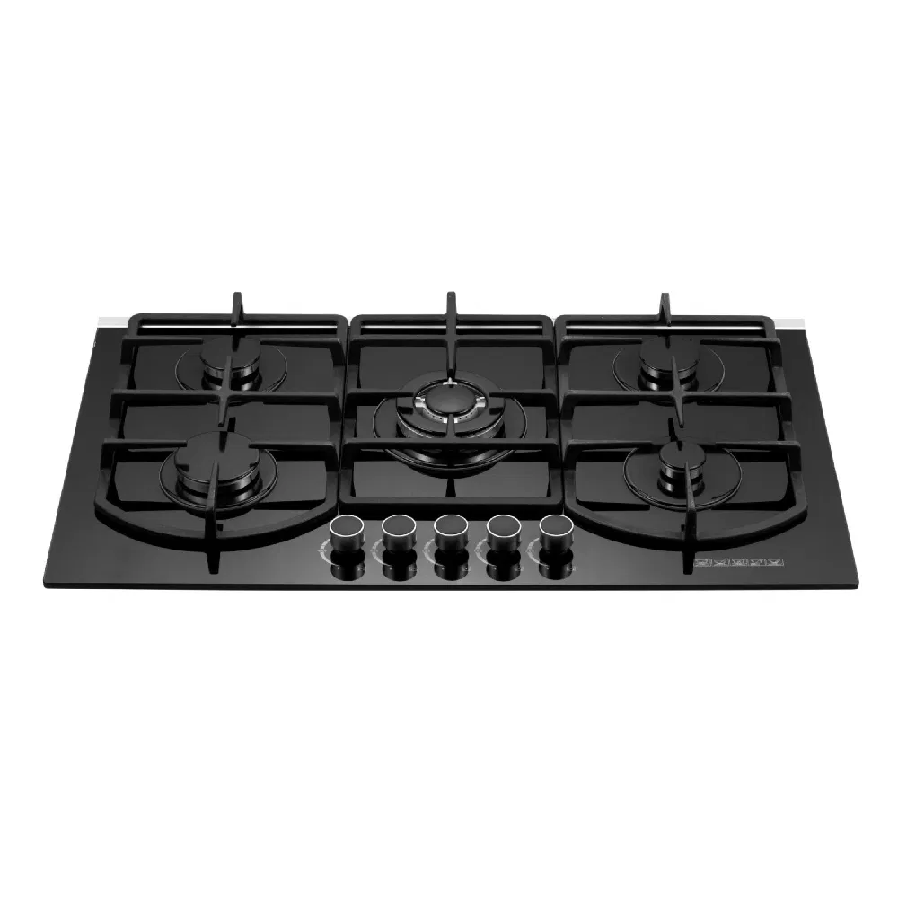 Home Appliance Built in Cookware Tempered Glass Gas Stove 5 Burner