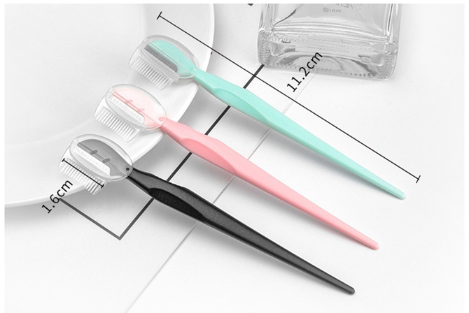 Private Label Safety Round Eyebrow Trimmer Razor with Plastic Cover