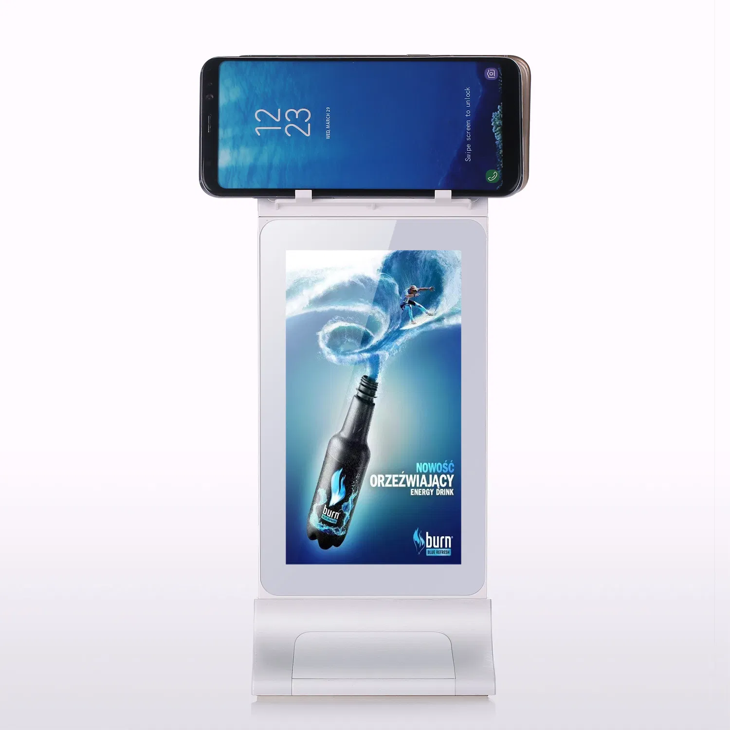 20800mAh Desktop Power Bank with Wireless Charger Double-Sided 7-Inch Android Advertising Player