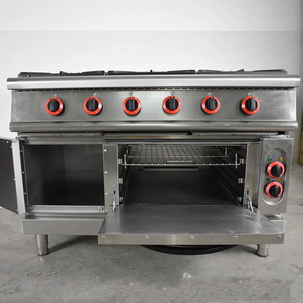 Um-St-6f Stainless Steel Kitchen Equipment 6 (2/4) Burners Gas Clay Pot Stove Range & Cabinet Commercial 6 (2/4) Burner Gas Stove