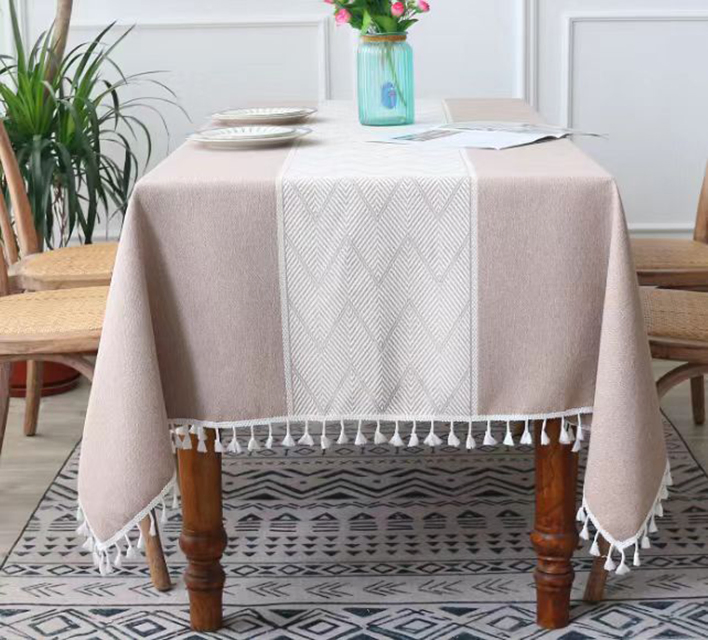 Christmas Reindeer Jacquard Polyester Table Runner with Tassels for Home, Festivals