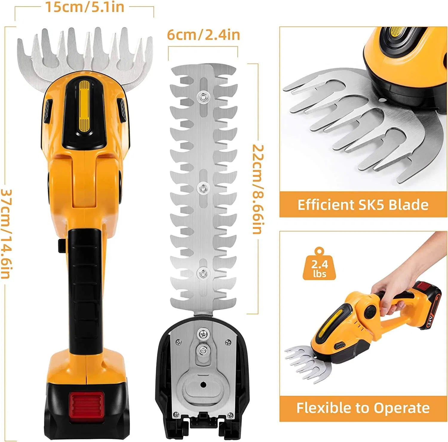 Compatible with Dewalt 24V Max Battery Electric Grass Trimmer, Bush Grass Shears Cordless Hedge Trimmer