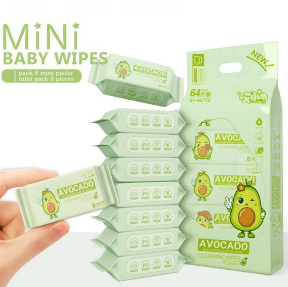 Mini Baby Wipes Alcohol Free Wet Wipes for Baby Care Eco Friendly Organic Biodegradable Bamboo Sensitive Skin Hand Cleaning 100% Natural Baby Wet Wipes