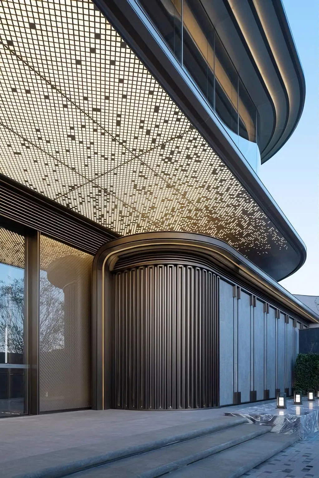 Aluminum Facade Custom Designed Patterns Easy to Install PVDF Coating Perforated Carved Aluminum Panel for Wall Cladding