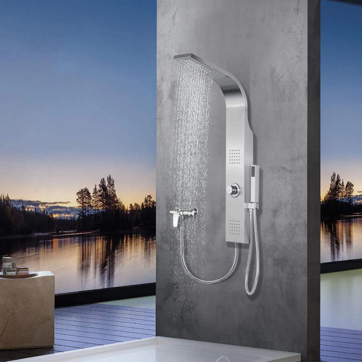 Hot Modern Digital Display Wall Mounted Rainfall Stainless Steel Shower Panel