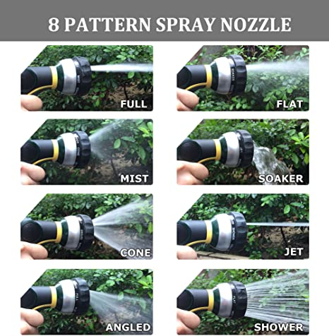 Flexible Metal Garden Hose Upgrade Leak and Fray Resistant Design Stainless Steel Water Hose with Solid Fittings and Sprayer Nozzle