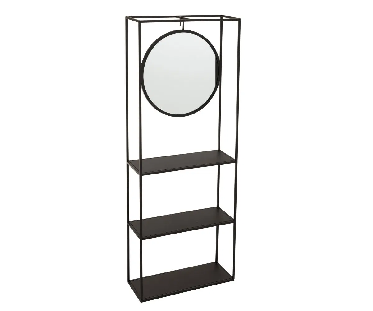 Rectangular Metal Shelf with Mirror