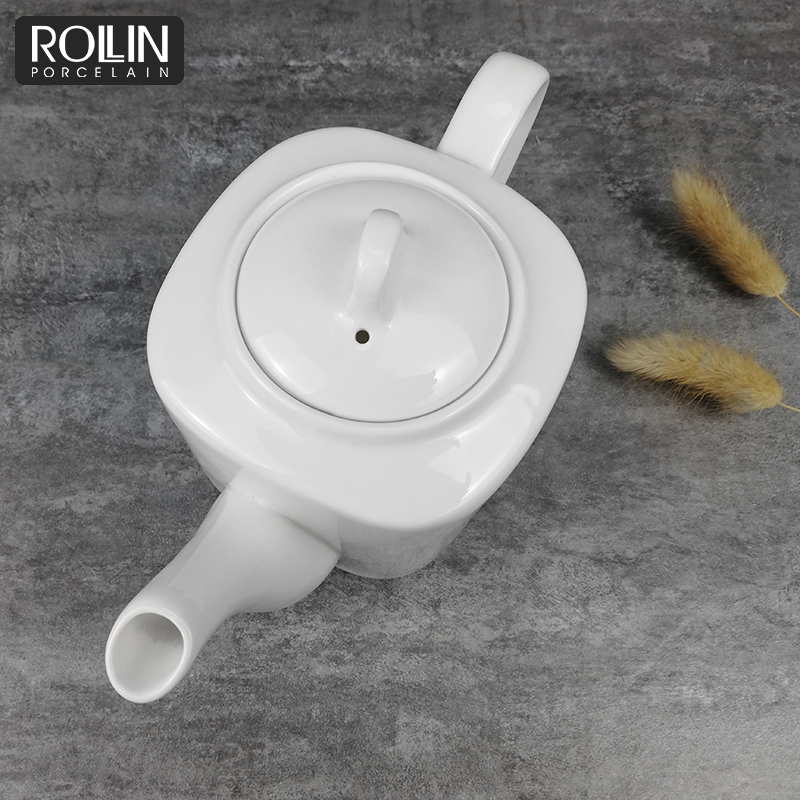 Square Shape Tea Pot Ceramic Pot for Restaurant