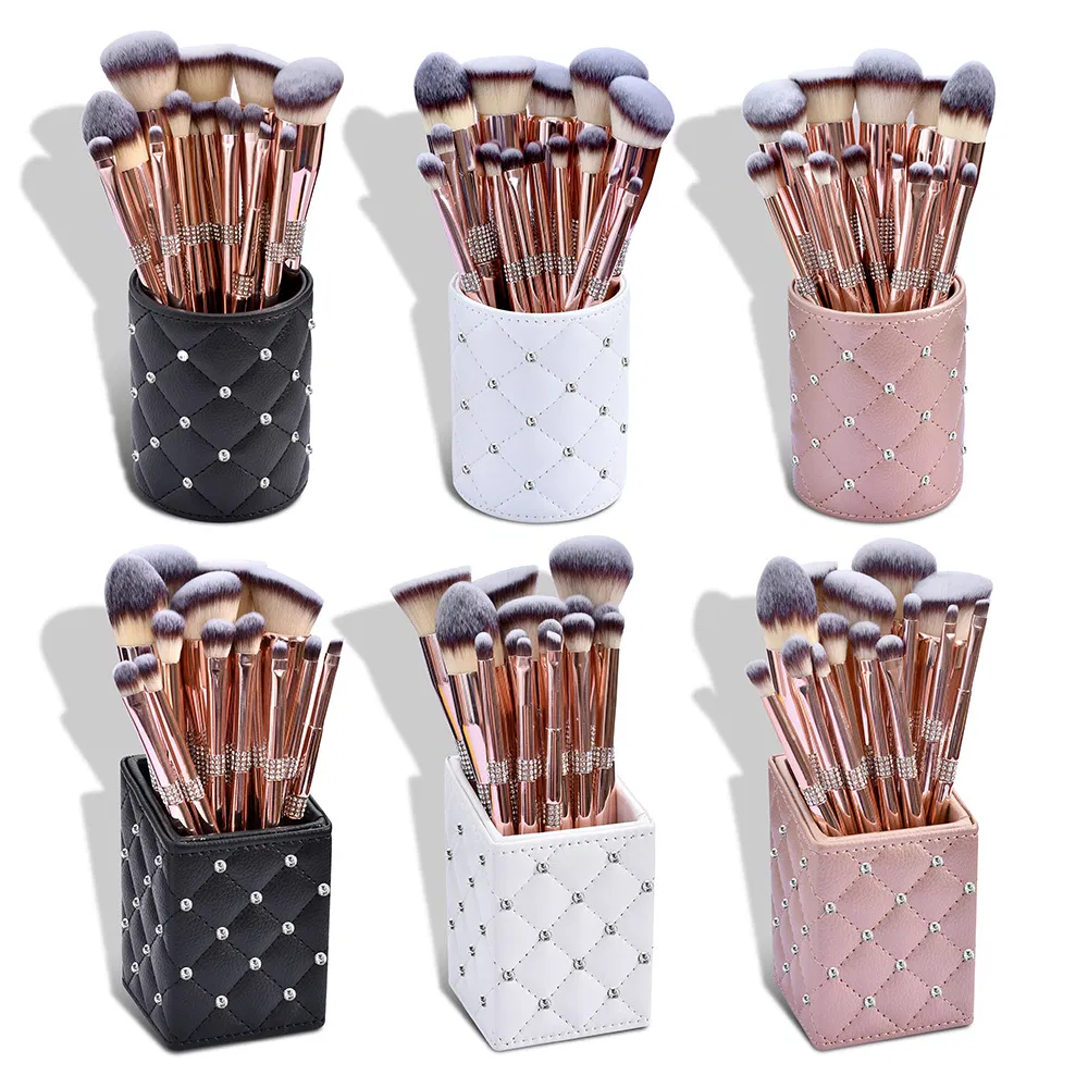 Custom Logo Professional Rose Gold Diamond Vegan Makeup Brush Set Supplier