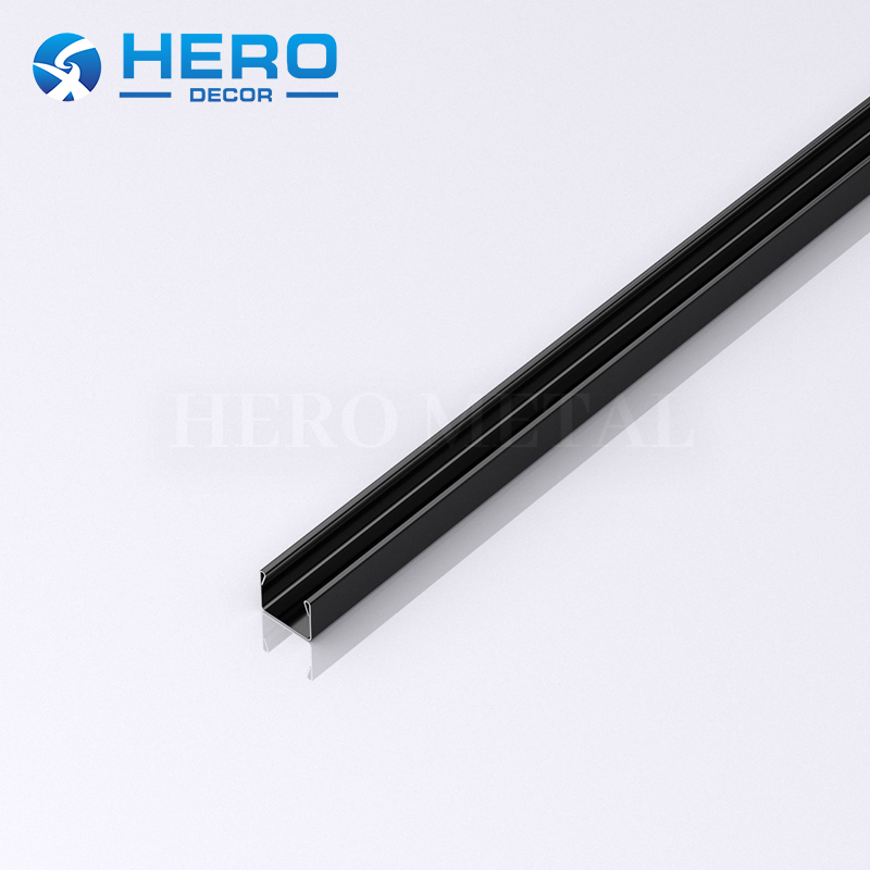 Stainless Steel Tile Trim 16mm Chrome Black Hero Decor Custom Black Metal U Shape Ceramic Floor Edge Strip for Bathroom