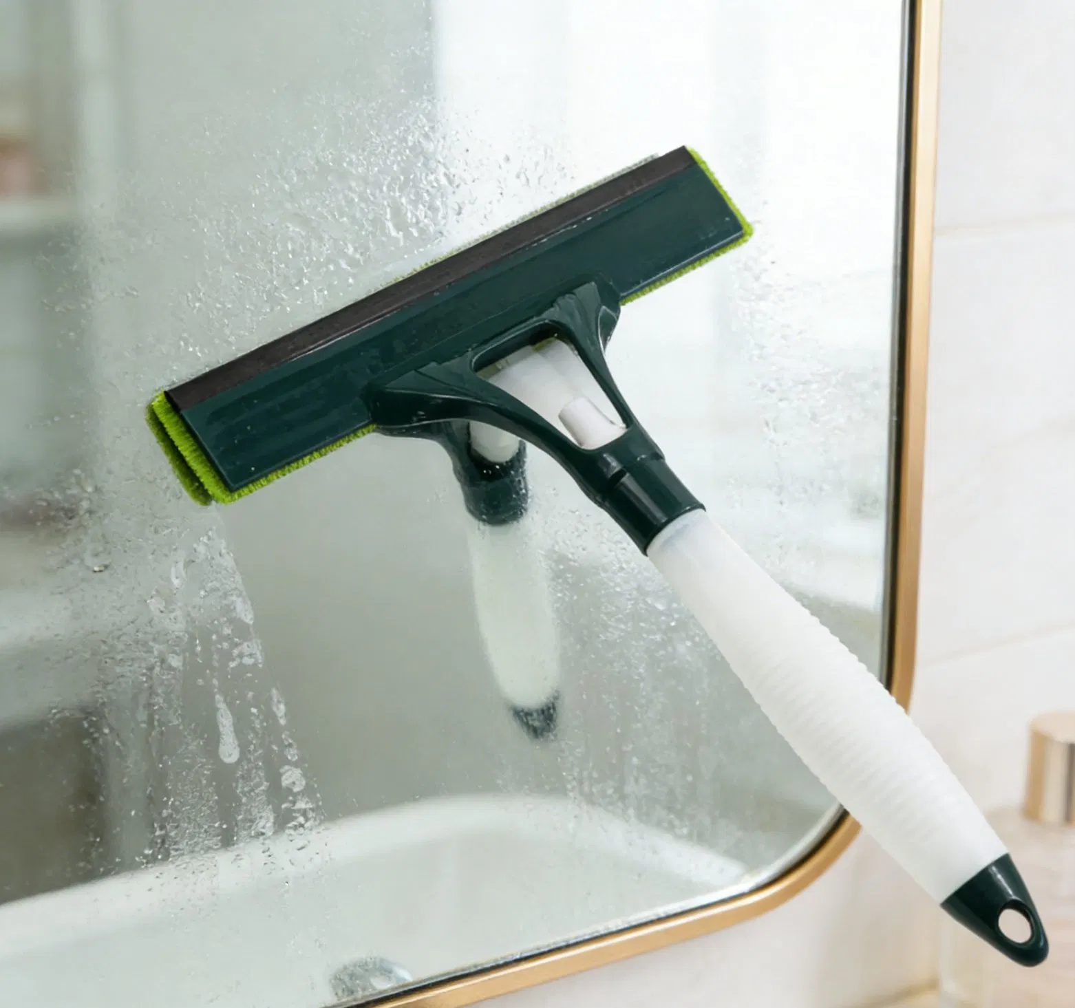 2-in-1 Spray Window Squeegee with Built-in Sprayer Multi-Surface Glass Cleaner for Bathroom, Shower & Car