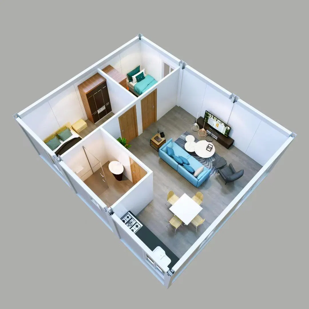 Frame House Kit Prefab Cabin 20 FT 40FT Modular Flatpack Container House Prefabricated Mobile Expandable House with 2 Bedrooms