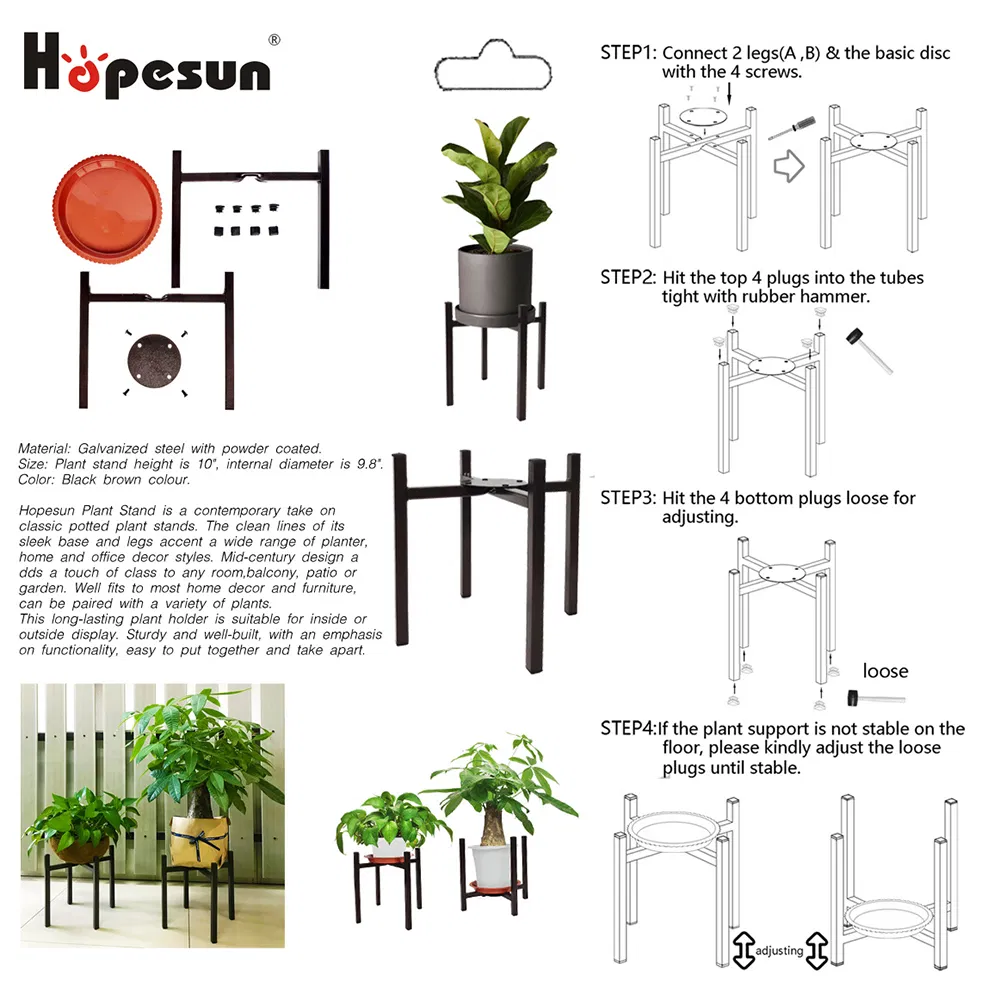 Plant Stand Indoor Use, MID Century Modern Metal Pot Plant Stand-Black