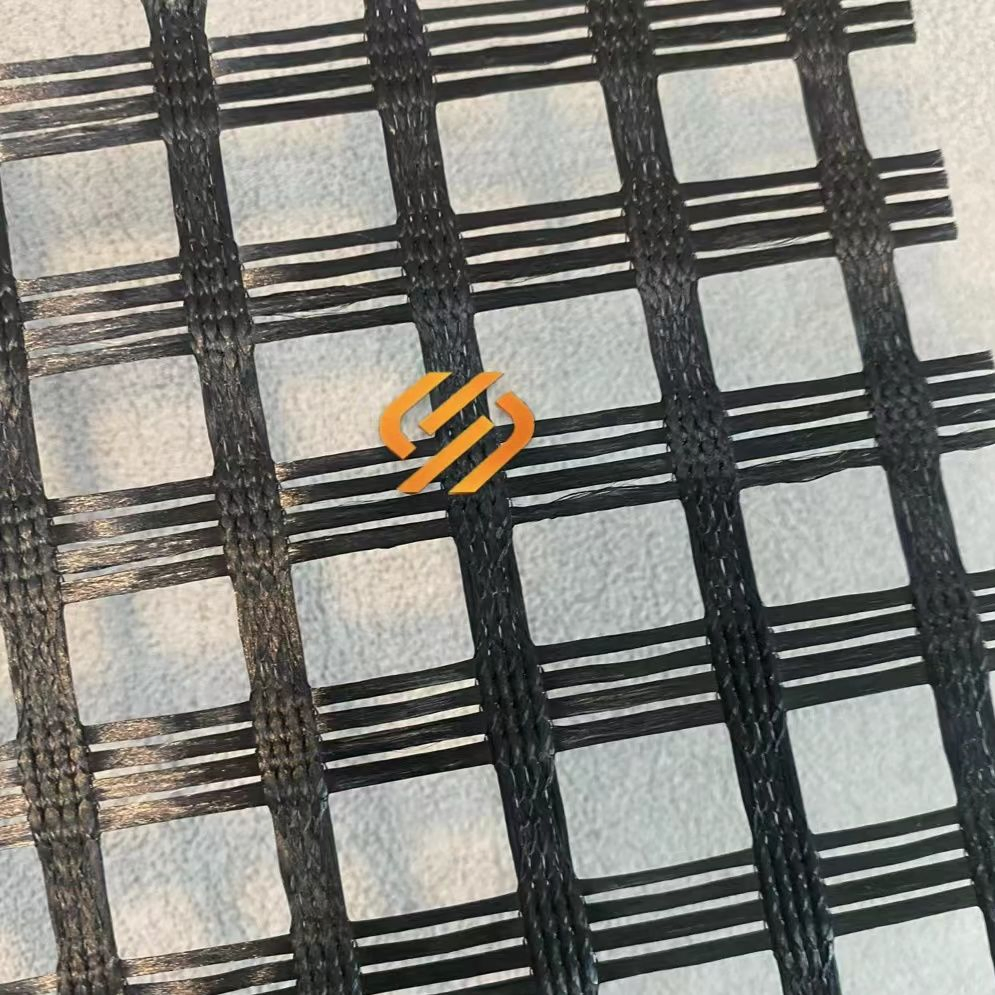 80-80kN Pet Black Polyester Biaxial Geogrid for Road Construction