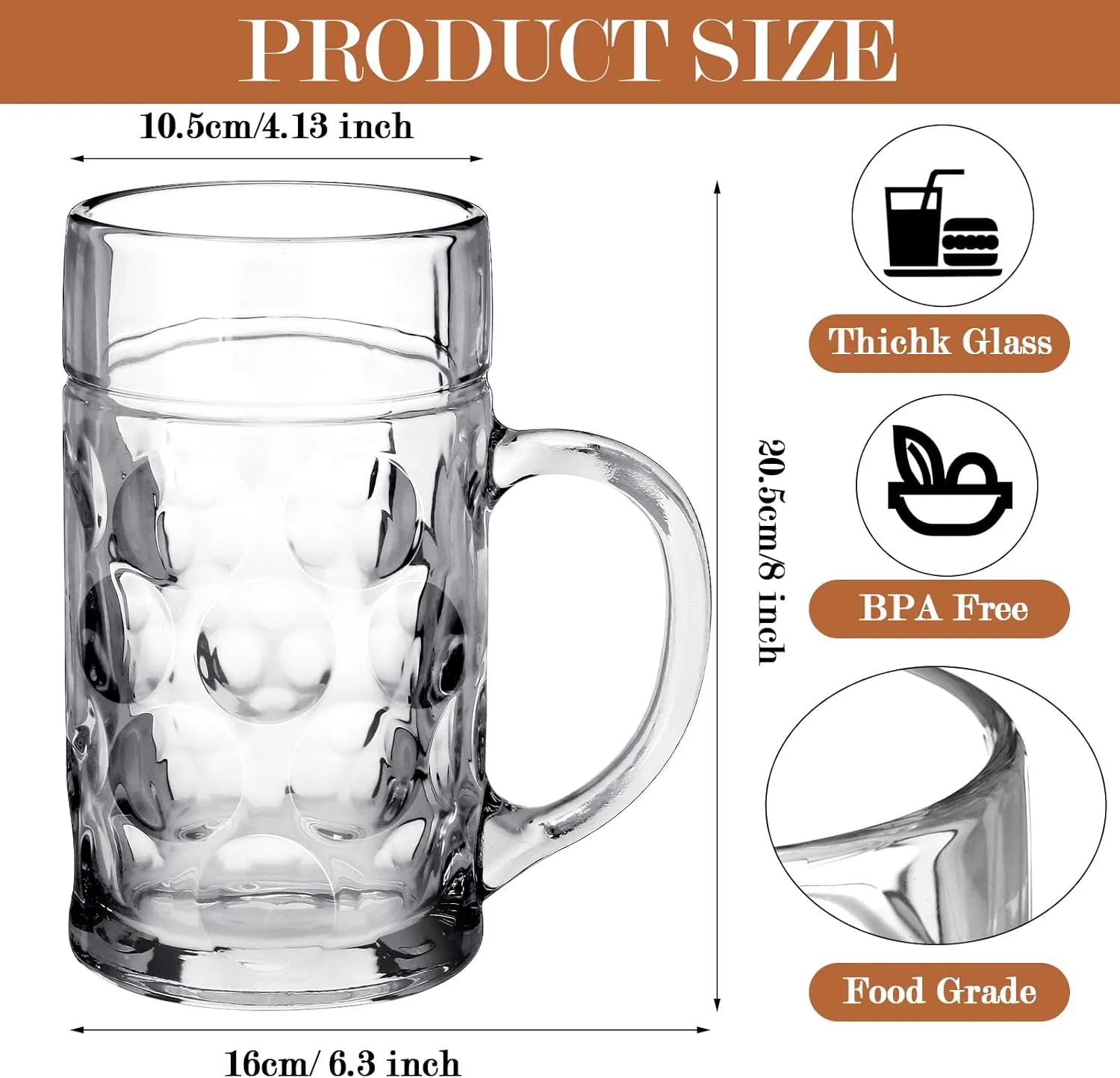 High Quality Clear Acrylic Cup Big Capacity Beer Mug with Handle