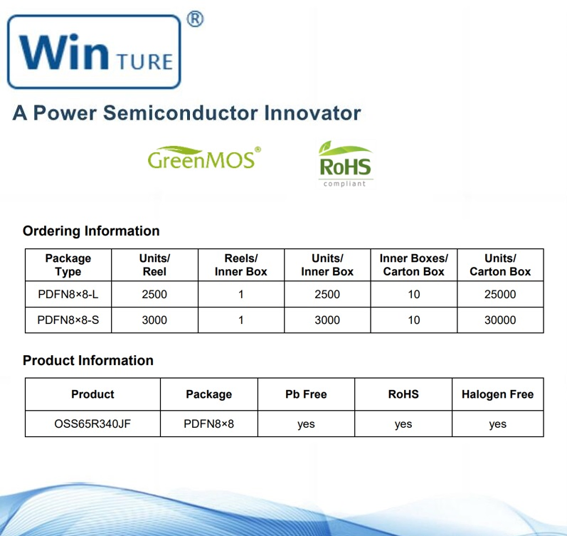 Third Generation Super Si Semiconducto in High Frequency Operations Super Si Oss65r340jf Pdfn8 X 8 Mosfet