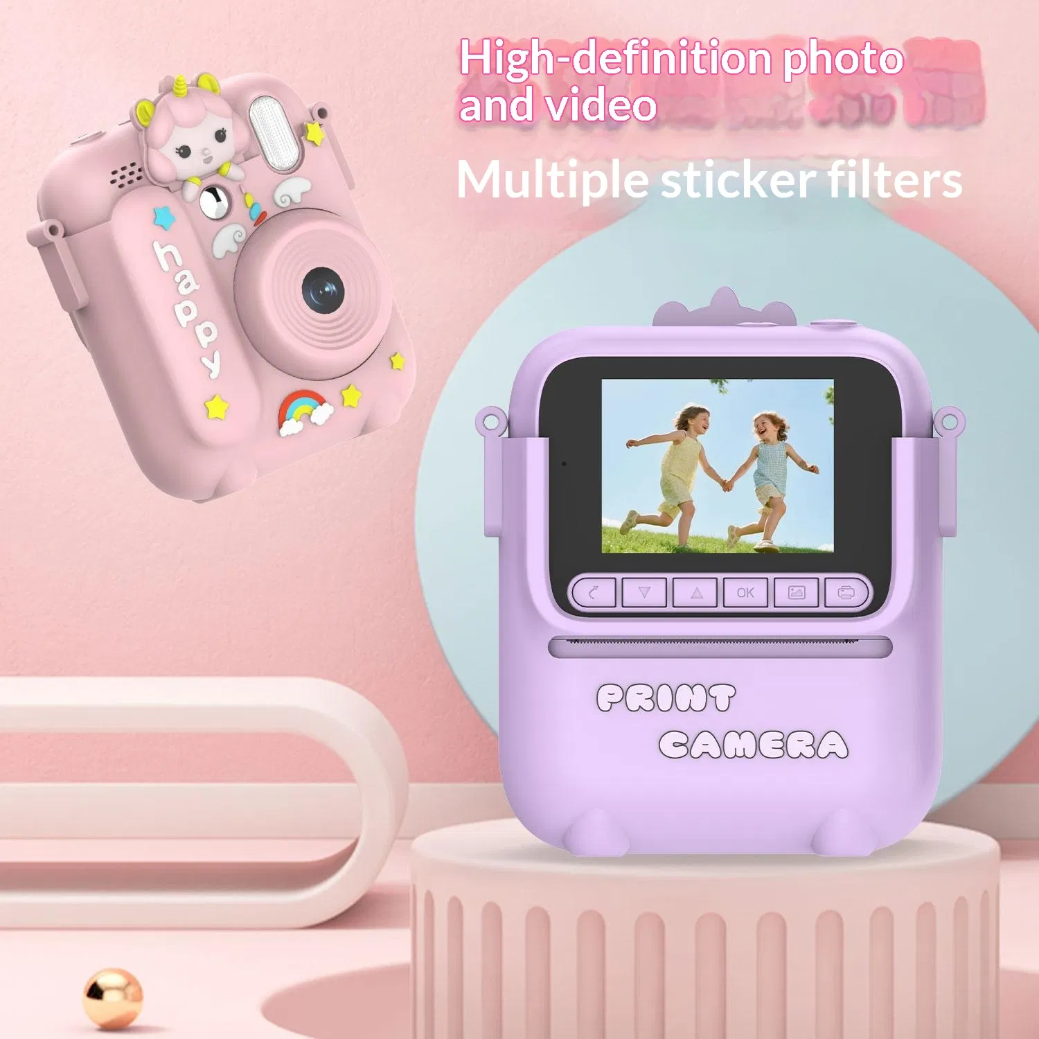 Детская камера мгновенной печати Z700 с чехлом-единорогом