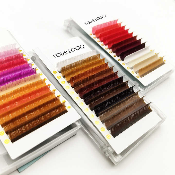 Private Label Colored Las Extension Cashmere Eyelash Extensions Color Lash Extensions Supplies Colorful Lash Trays