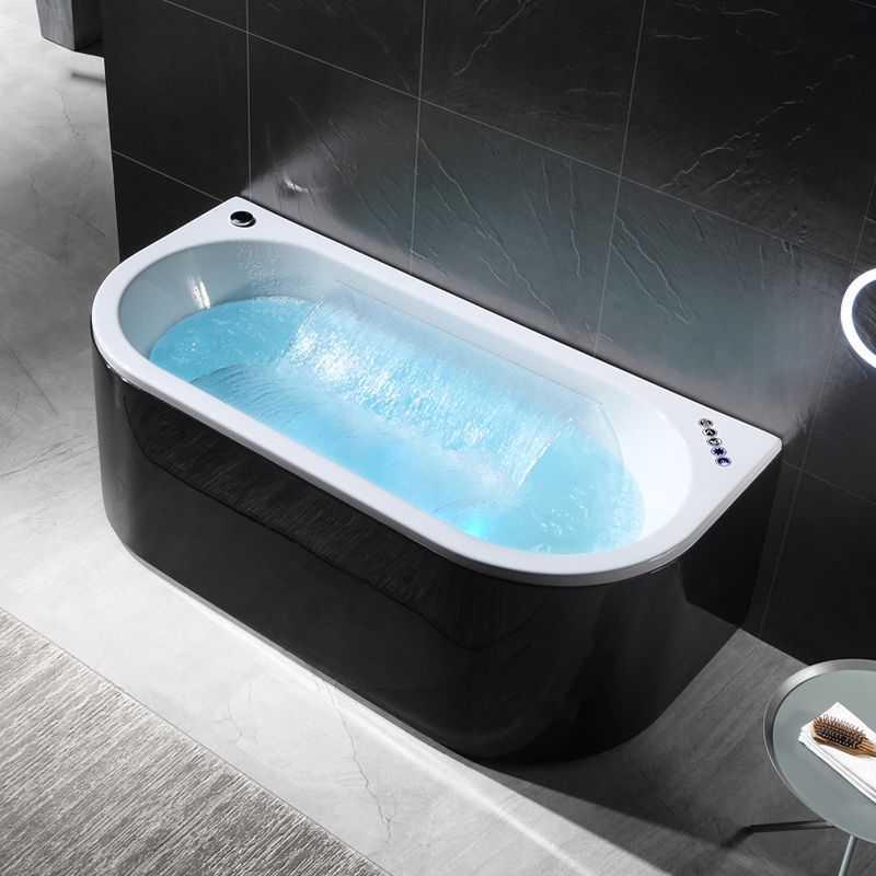 Sanitary Ware Factory Bathroom Tub Solid Surface Bathtub Freestanding Bath Customized Black and White Massage Bathtub SPA Hot Tub