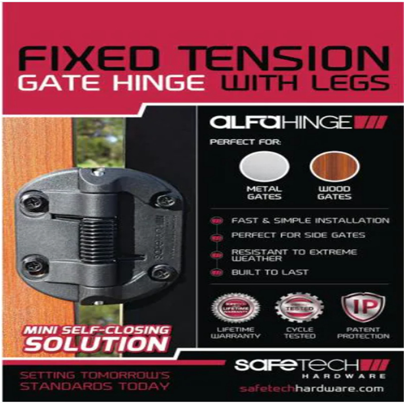 Safetech Hardware Gate Hinge Door Latch Polymer Black Fixed Tension Self Closing Adjustable Gate Hinges