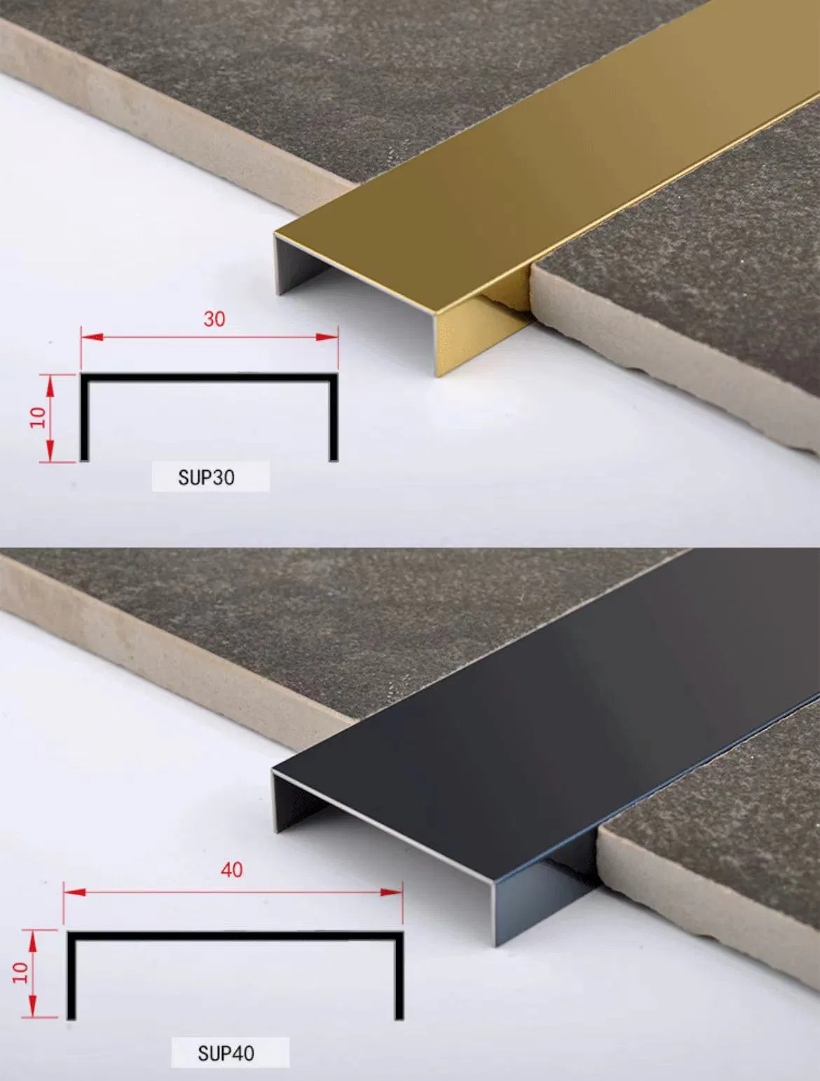 10*10*10mm Wall Corner Protectionstainless Steel U-Shaped Tile Strip Trim