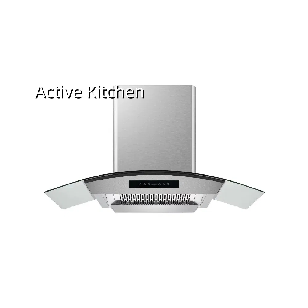 Adjustable Lighting Extractor Hood Ductless Range Hood Curved Glass Hood Kitchen Energy Efficiency Range Hoods