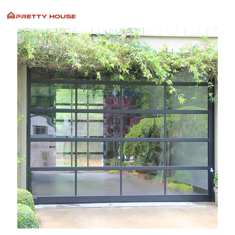 Automatic Aluminum Full View Tempered Glass Sectional Overhead Garage Doors