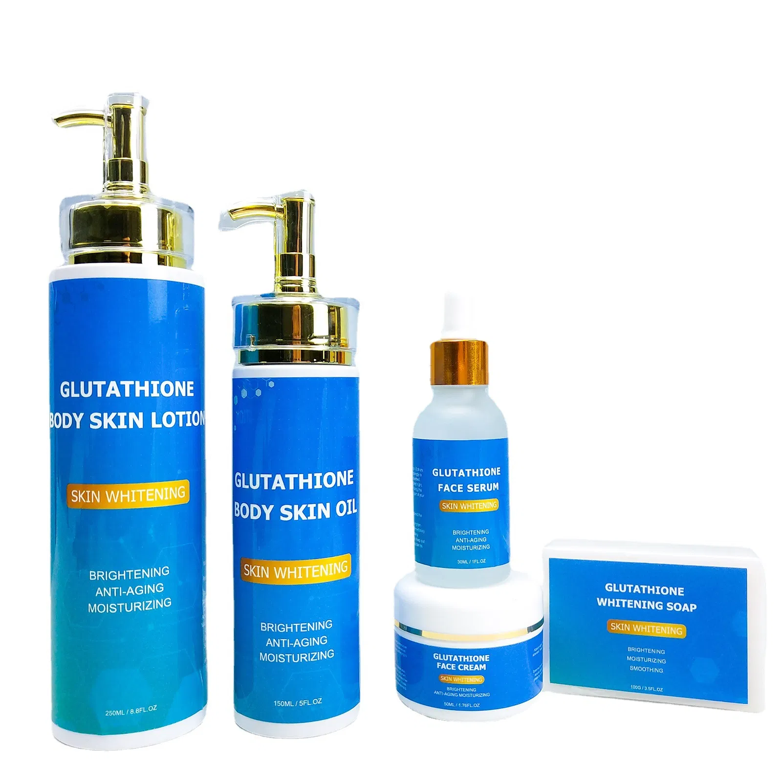 Dark Spot Remover Brightening Glutathione Organic Whitening Soap Body Oil Lotion Cream Skin Care Set