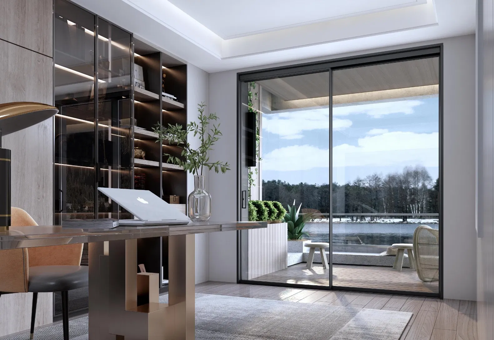 Водонепроницаемая стеклянная дверь для зонирования пространства