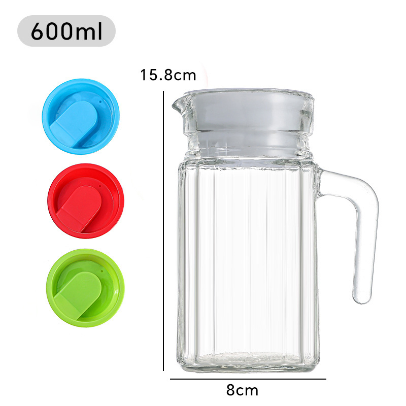 1100ml 600ml Wholesale Clear High Borosilicate Glass Water Tea Pot Cold Water Jug with Lid Water Bottles