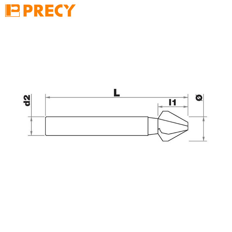 90° Milling Angle 5% Cobalt HSS Countersink with Cylindrical Shank