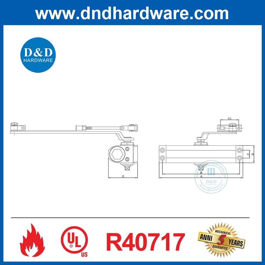Economical UL Fire Rated Self Closing Commercial Hydraulic Door Closer