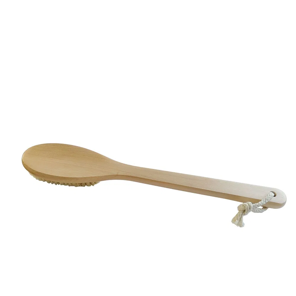 Wholesale Customized Simple Exfoliating Bath Brush Long Handle Wood Bristle Cleaning Body