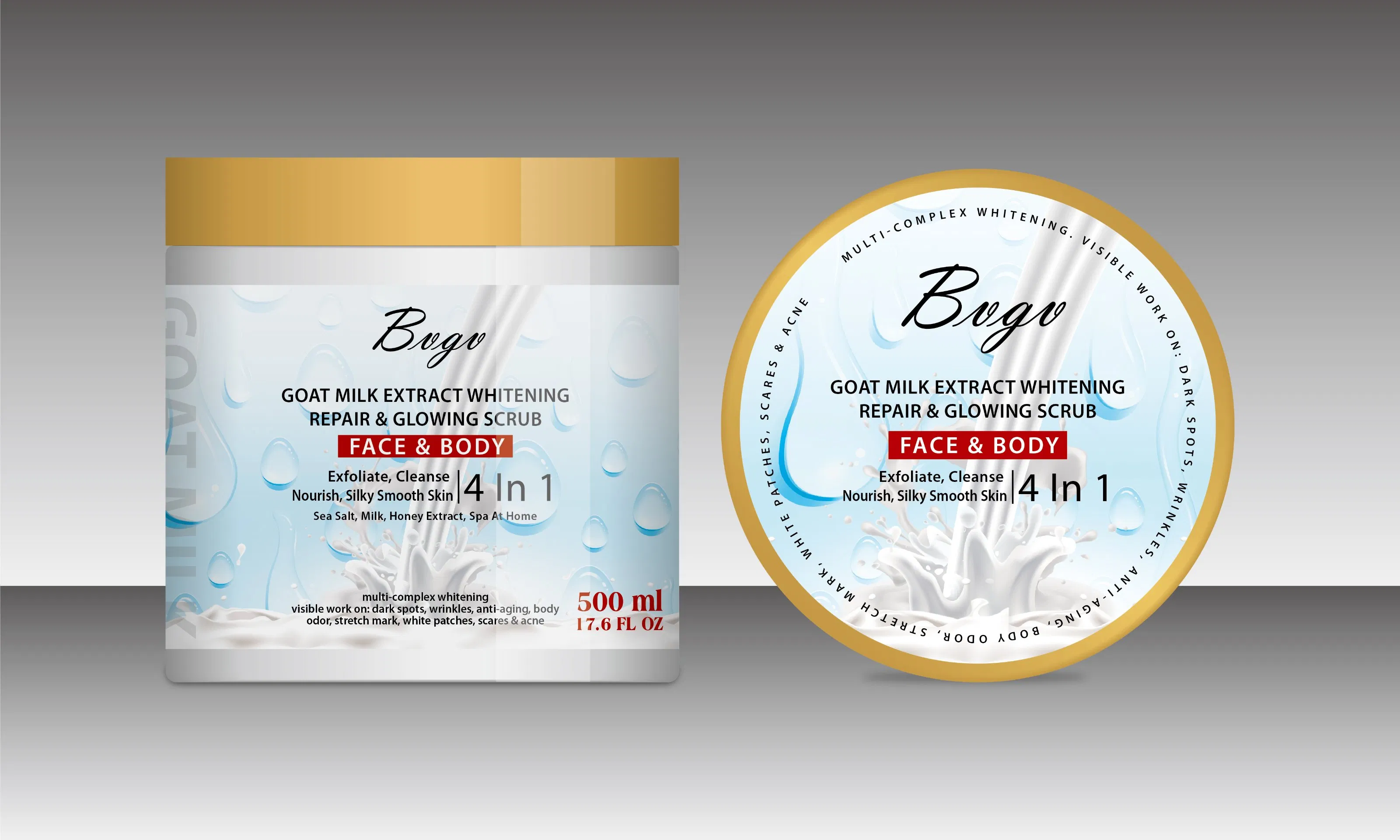 Milk Whitening Body Wash Soap Shower Gel Sugar Scrub Exfoliater Body Polish