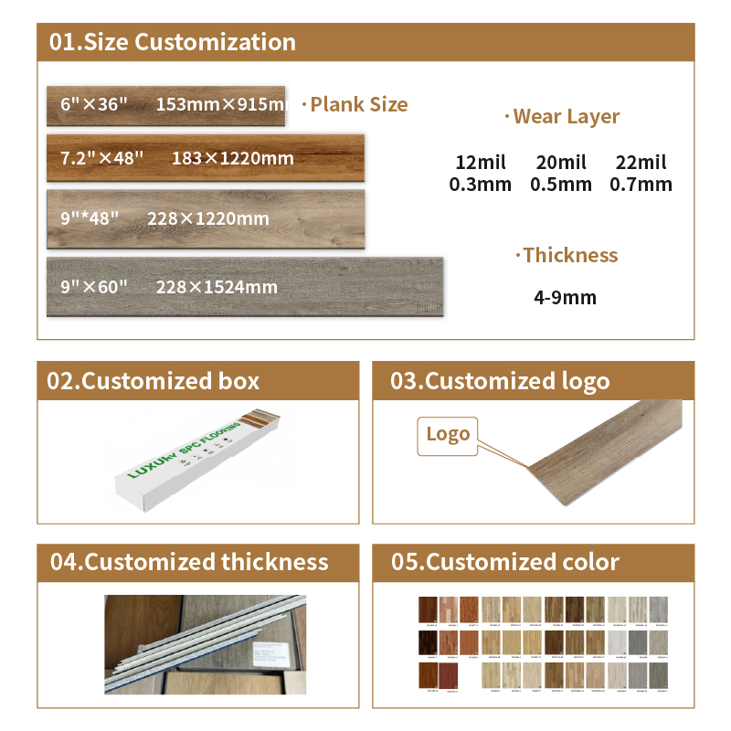 Водостойкий ламинат SPC с текстурой дерева, антицарапин