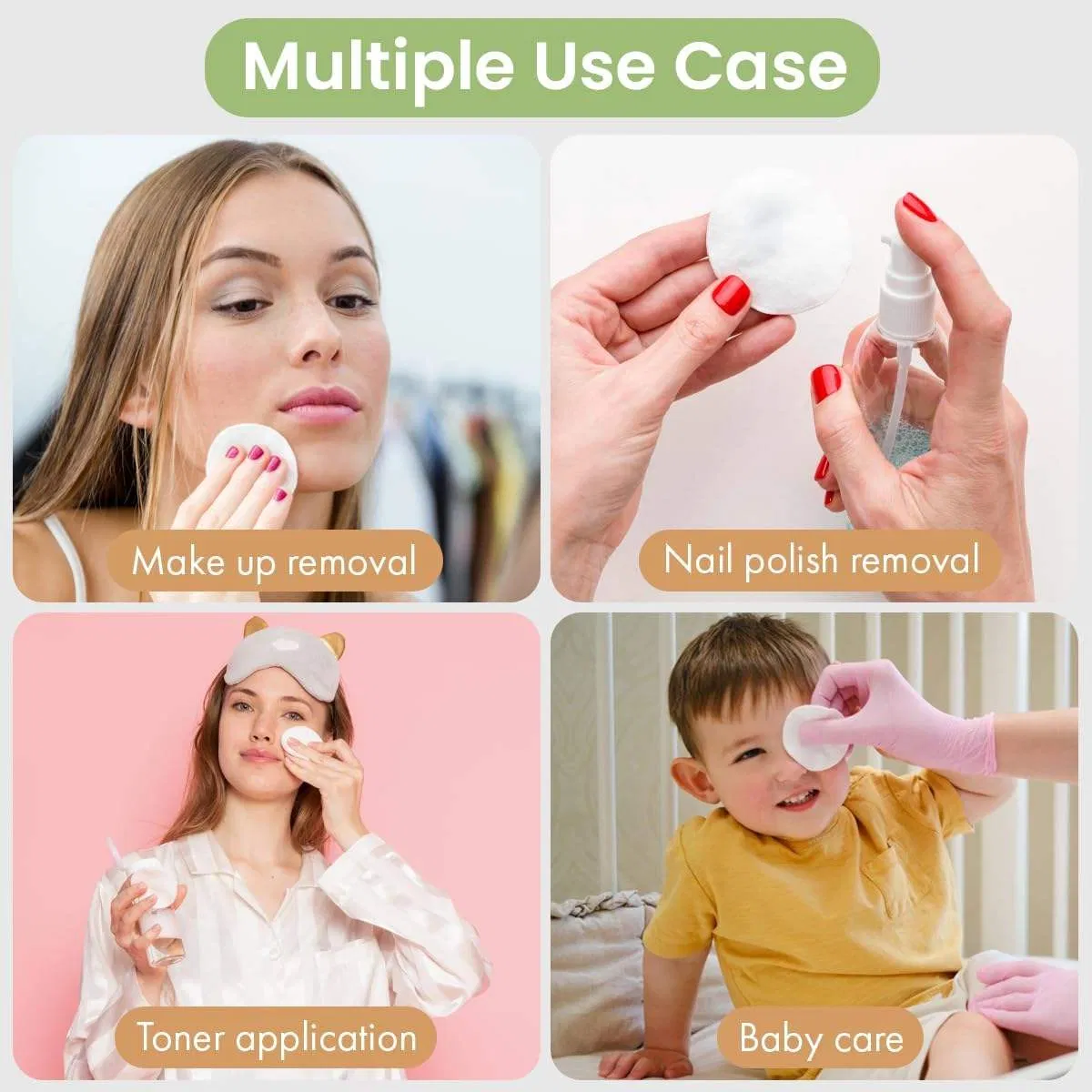 Wlpex Korean Eco-Friendly Face Toner Pads OEM Disposable Facial Makeup Remover Cotton Pad for Wet Compress Beauty