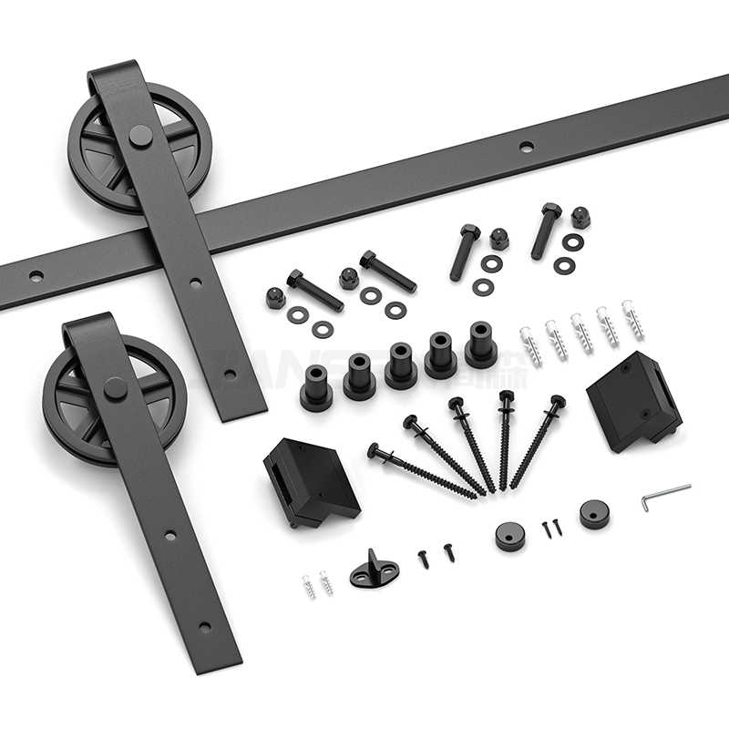 Premium Heavy-Duty Black Carbon Steel Sliding Barn Door Kit