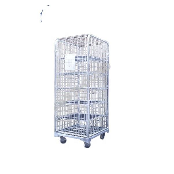 Durable Folding Storage Galvanized Laundry Cage Trolley with Wheels
