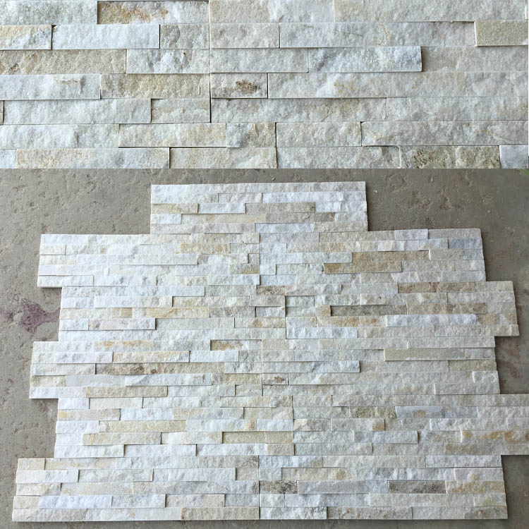 Stacked Stone Panels Ivory White Quartzite Stone Veneers for Wall Tiles