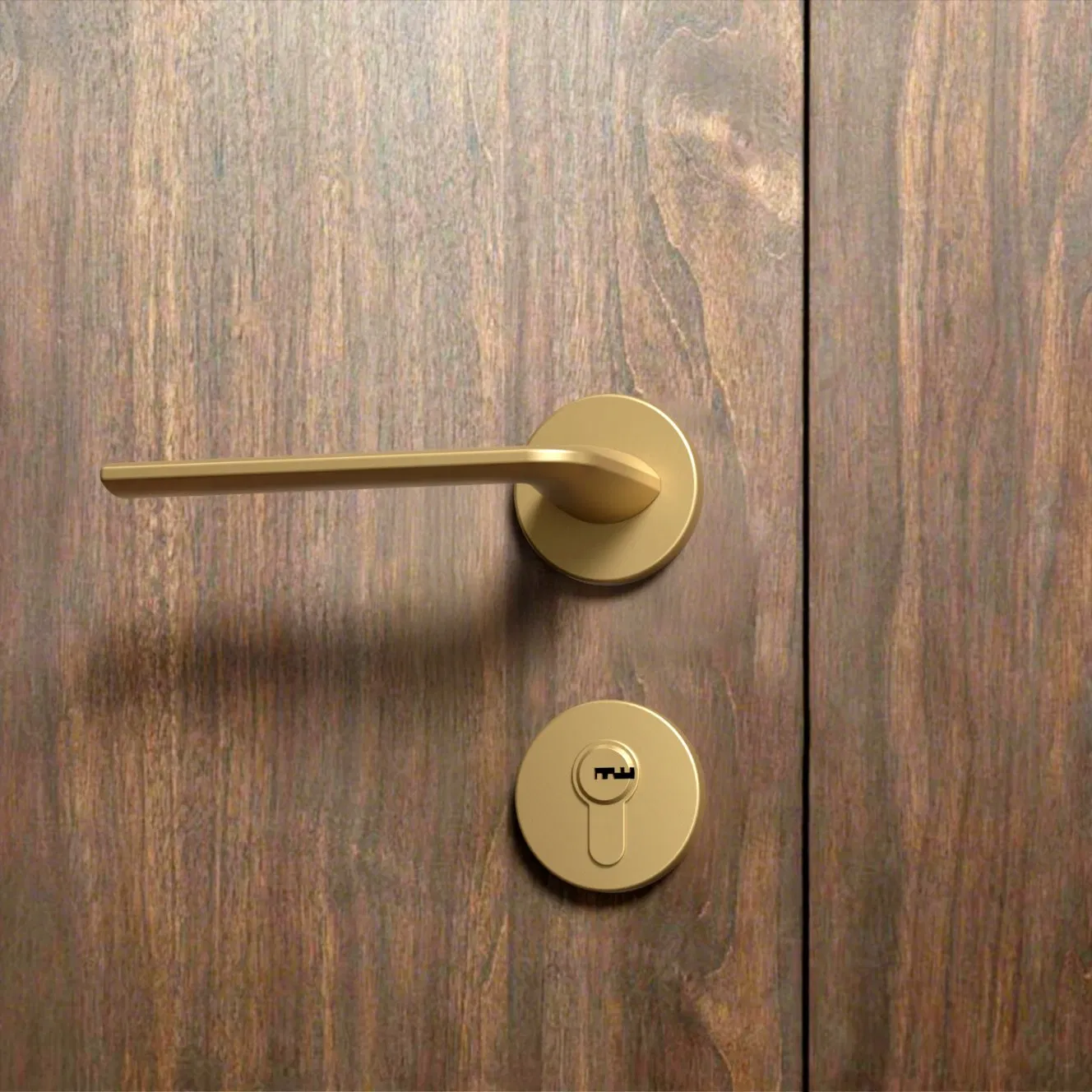 OEM/ODM Modern Straight Line Tea-Gold Brushed Zinc Alloy Lever Door Handle for Interior Wooden Doors From Factory Outlet with Customization