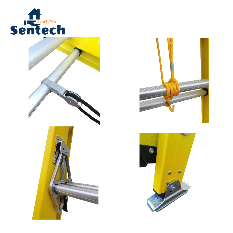 Top Seller ANSI Type II 24f Fiberglass Rope Extension Ladder for Industrial Purpose